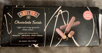Chocolate Light & Crispy Ganache Filled Wafers Twists, Chocolate