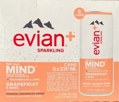Grapefruit & Basil Flavored Mineral Enhanced Drink, Grapefruit & Basil