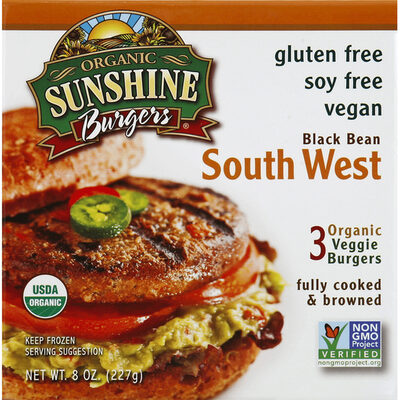Black Bean South West Organic Veggie Burgers