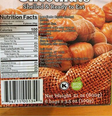 Roasted Organic Chestnuts, Roasted