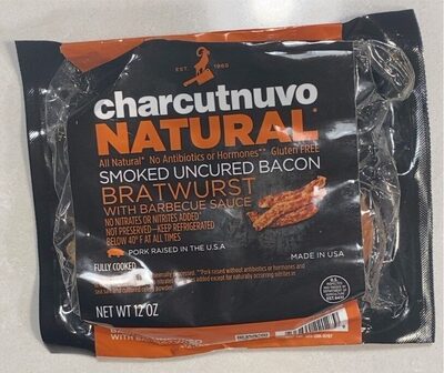 Smoked Uncured Bacon Bratwurst With Barbecue Sauce, Smoked Uncured Bacon With Barbecue