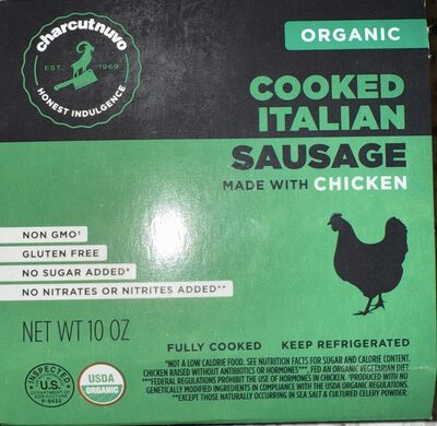 Cooked Italian Organic Sausage Made With Chicken, Chicken