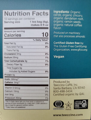 Dandelion Dark Roast Organic Roasted Herbal Tea Bags, Dandelion Dark Roast