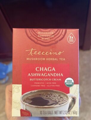 Chaga Ashwagandha Organic Mushroom Herbal Tea Bags, Chaga Ashwagandha