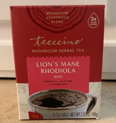 Lion's Mane Rhodiola Mushroom Herbal Tea Bags, Lion's Mane Rhodiola
