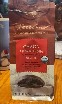 Medium Roast Chaga Ashwagandha Organic Mushroom Herbal Coffee, Chaga Ashwagandha