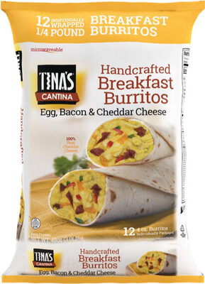 Egg, Bacon & Cheddar Cheese Handcrafted Breakfast Burritos