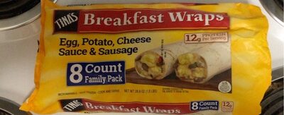 Egg, Potato, Cheese Sauce & Sausage Breakfast Wraps, Egg, Potato, Cheese Sauce & Sausage