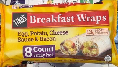 Egg, Potato, Cheese Sauce & Bacon Breakfast Wraps, Egg, Potato, Cheese Sauce & Bacon