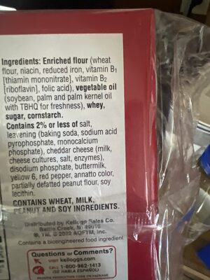 Cheddar Cheese On Cheese Sandwich Crackers, Cheddar Cheese