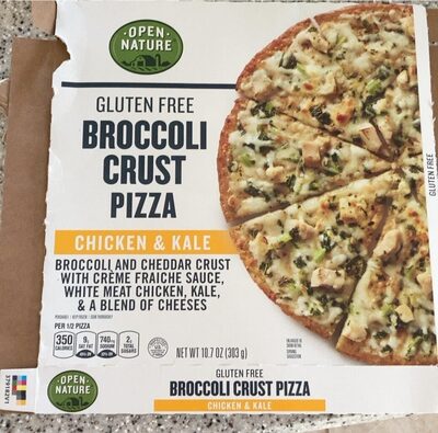 Chicken & Kale Broccoli And Cheddar Crust With Creme Fraiche Sauce, White Meat Chicken, Kale, & A Blend Of Cheeses Broccoli Crust Pizza, Chicken & Kale