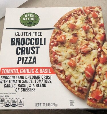 Tomato, Garlic & Basil Broccoli And Cheddar Crust With Tomato Sauce, Tomatoes, Garlic, Basil, & A Blend Of Cheeses Gluten Free Broccoli Crust Pizza, Tomato, Garlic & Basil