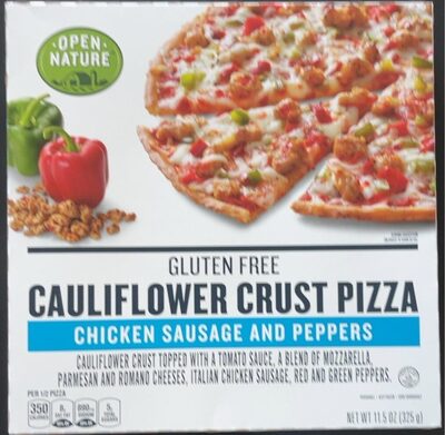 Chicken Sausage And Peppers Gluten Free Cauliflower Crust Pizza, Chicken Sausage And Peppers