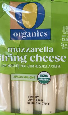 Mozzarella Organic Low-Moisture Part-Skim String Cheese Sticks, Mozzarella