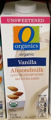 Unsweetened Vanilla Almond Organic Non-Dairy Beverage, Unsweetened Vanilla