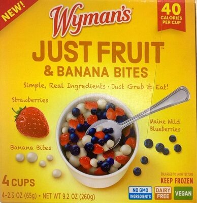 Just Fruit & Banana Bites, Strawberries, Banana Bites, Maine Wild Blueberries