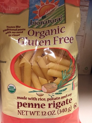 100% Organic Gluten Free Rice & Lentil Pasta, Penne Rigate