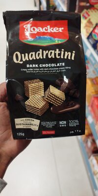 Dark Chocolate Quadratini Crispy Wafer Cubes With Dark Chocolate Cream Filling, Dark Chocolate
