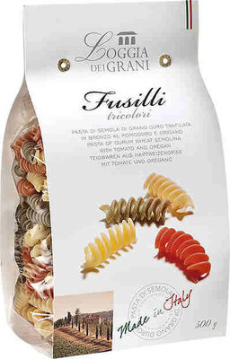 Pasta Of Durum Wheat Semolina With Tomato And Oregano, Fusilli Tricolori