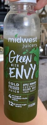 Green With Envy Apple Romaine, Cucumber, Celery, Kale, Lemon, Parsley Cold Pressed Juice, Green With Envy