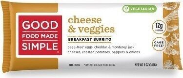 Cheese & Veggies Breakfast Burrito, Cheese & Veggies