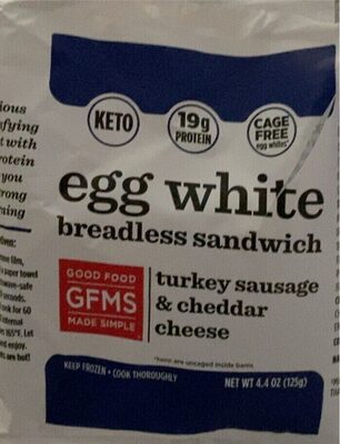 Turkey Sausage & Cheddar Cheese Egg White Breadless Sandwich, Turkey Sausage & Cheddar Cheese