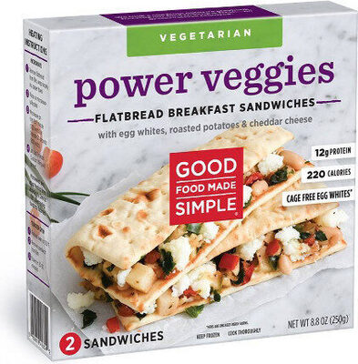 Power Veggies With Egg Whites, Roasted Potatoes & Cheddar Cheese Sandwiches, Power Veggies