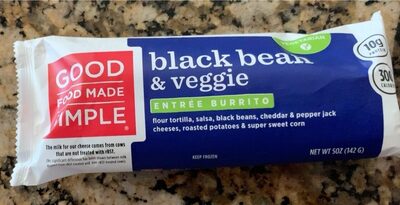 Black Bean & Veggie Flour Tortilla, Salsa, Black Beans, Cheddar & Pepper Jack Cheeses, Roasted Potatoes & Super Sweet Corn Entree Burrito, Black Bean & Veggie