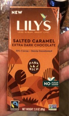 Salted Caramel 70% Cocoa Extra Dark Chocolate, Salted Caramel