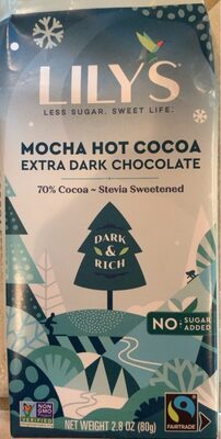 Mocha Hot Cocoa 70% Cocoa Extra Dark Chocolate, Mocha Hot Cocoa