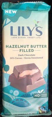 Hazelnut Butter Filled 55% Cocoa Dark Chocolate, Hazelnut Butter Filled