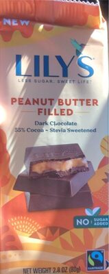 Peanut Butter Filled Dark Chocolate 55% Cocoa Bar, Peanut Butter