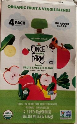 Green Kale & Apple Cold-Pressed Organic Fruit & Veggie Blends, Green Kale & Apple