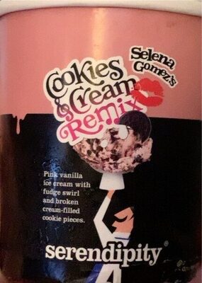 Cokies Cream Remix Pink Vanilla Ice Cream With Thick Fudge Swirl And Broken Cream-Filled Cookie Pieces, Cookies & Cream Remix