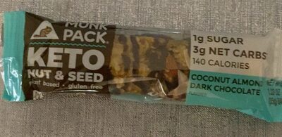 Coconut Almond Dark Chocolate Flavored Keto Nut & Seed Bar, Coconut; Almond; Dark Chocolate