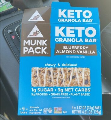 Blueberry Almond Vanilla Flavor Keto Granola Bar, Blueberry Almond Vanilla