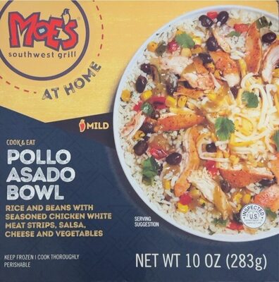 Mild Pollo Asado Rice And Beans With Seasoned Chicken White Meat Strips, Salsa, Cheese And Vegetables Bowl, Mild Pollo Asado