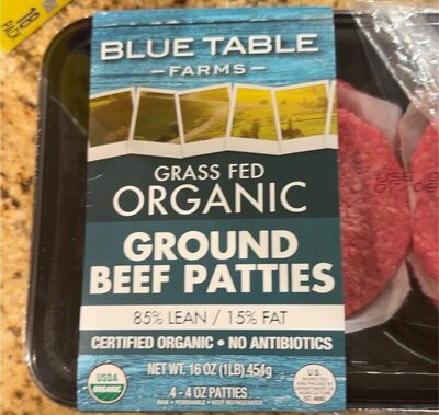 85% Lean / 15% Fat Grass Fed Organic Ground Beef Patties