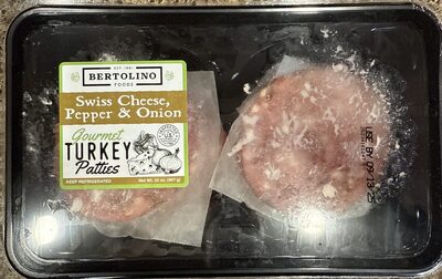Swiss Cheese, Pepper & Onion Gourmet Turkey Patties, Swiss Cheese, Pepper & Onion