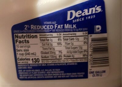 2% Reduced Fat Milk
