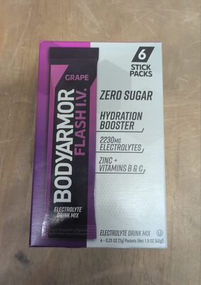Grape Strawberry Flash I.V. Zero Sugar Hydration Booster Electrolyte Drink Mix, Grape Strawberry