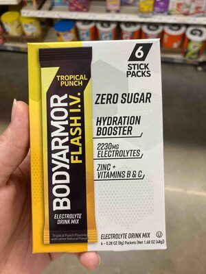 Tropical Punch Flash I.V. Zero Sugar Hydration Booster Electrolyte Drink Mix, Tropical Punch