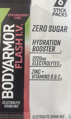 Strawberry Kiwi Flash I.V. Zero Sugar Hydration Booster Electrolyte Drink Mix, Strawberry Kiwi