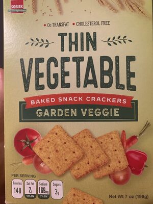 Garden Veggie Thin Vegetable Baked Snack Crackers, Garden Veggie