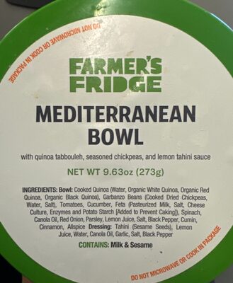 Mediterranean Bowl With Quinoa Tabbouleh, Seasoned Chickpeas, And Lemon Tahini Sauce, Mediterranean