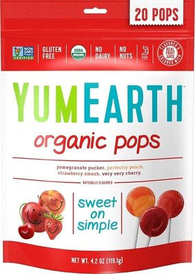 Organic Pops, Pomegranate Pucker, Perfectly Peach, Strawberry Smash, Very Very Cherry