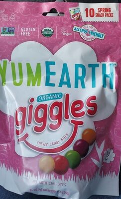 Green Apple Strawberry Orange Grape Lemon Mixed Fruity Flavors Organic Giggle Chewy Candy Bites, Green Apple Strawberry Orange Grape Lemon Mixed Fruity