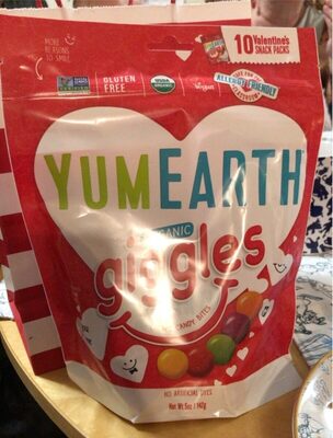 Green Apple, Grape, Strawberry, Lemon, Orange Organic Giggles Chewy Candy Bites Valentine's Snack Packs, Green Apple, Grape, Strawberry, Lemon, Orange