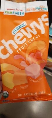 Lemon, Orange, Strawberry, Cherry Organic Fruit Chews, Lemon, Orange, Strawberry, Cherry