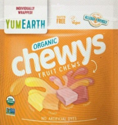 Lemon,Orange,Strawberry, Cherry Organic Chewy Fruit Chews, Lemon, Orange, Strawberry, Cherry